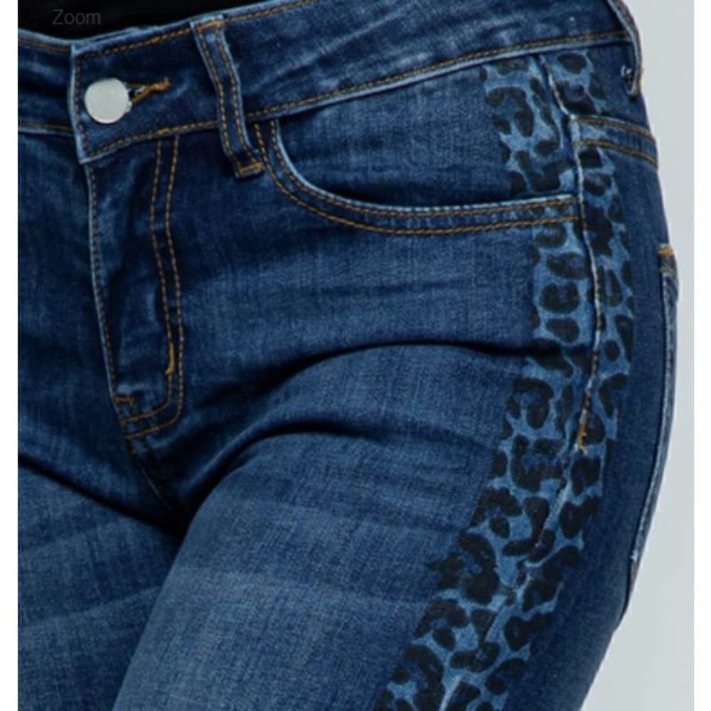 Vocal Denim with Leopard Print on side Small NWT